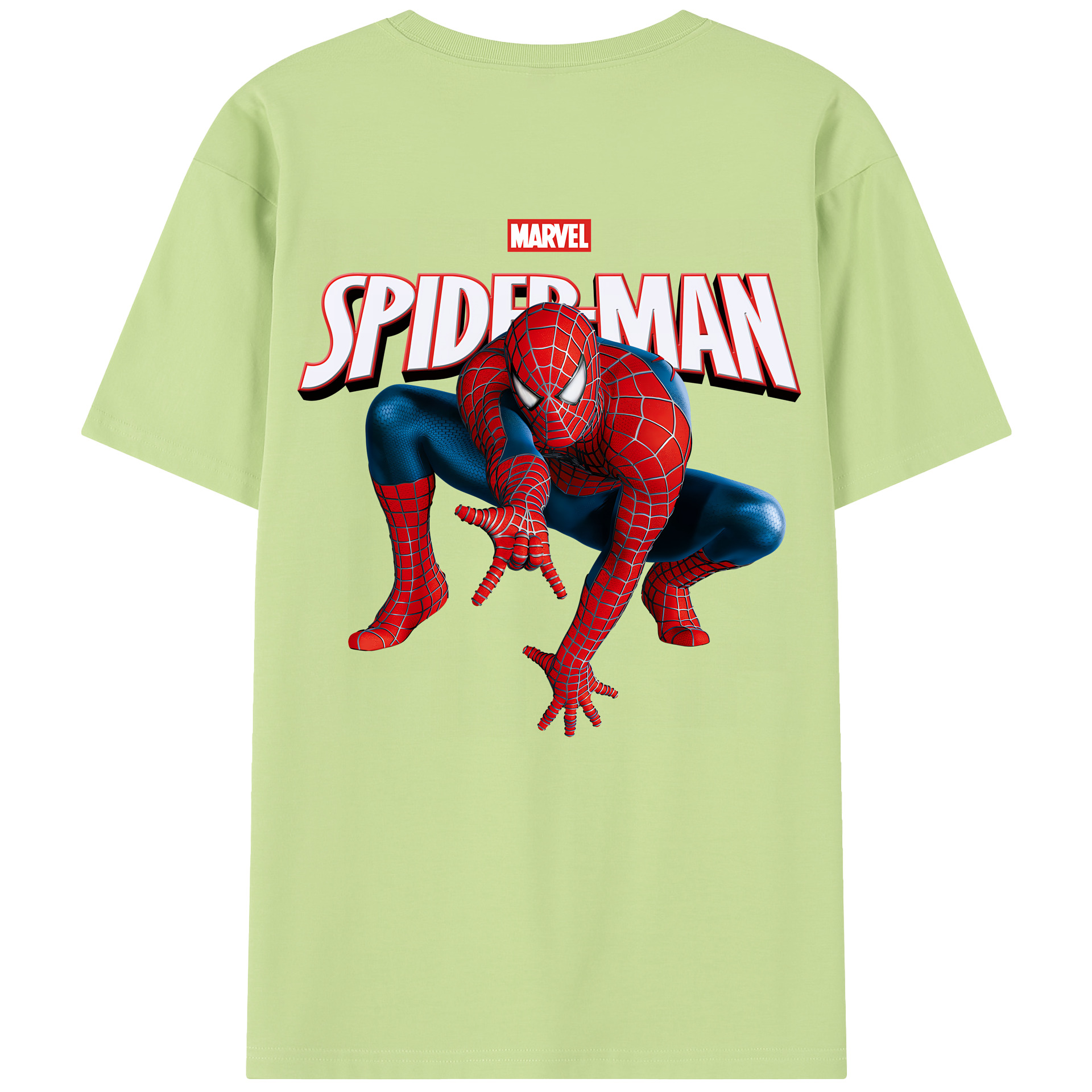 （画像用） Spider Man スパイダーマン 綿100％半袖Tシャツ（背面プリント）